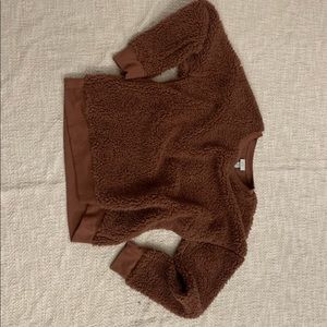Brown teddy bear sweater.